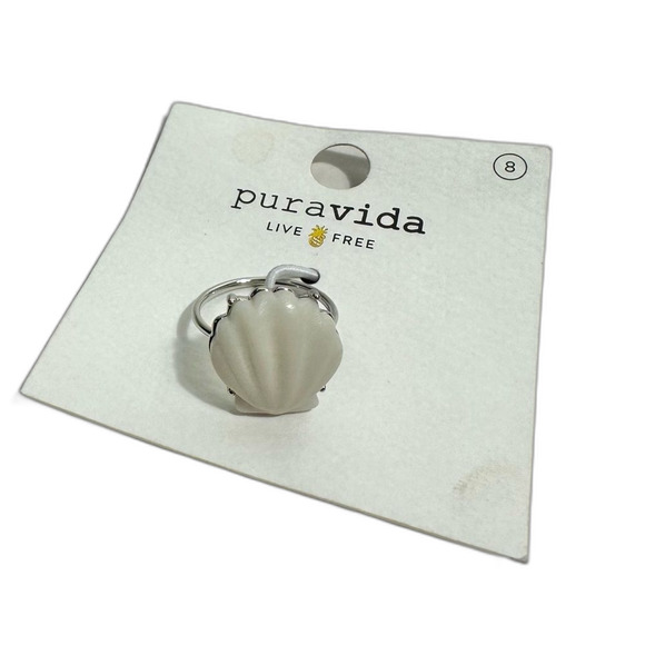 Pura Vida White Grande Shell Ring NWT Size 8 Beach Vacation Coastal Chic - Picture 9 of 10